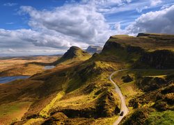 Górzysty teren Quiraing na wyspie Skye w Szkocji