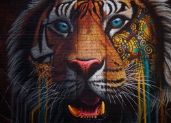 Street art z tygrysem
