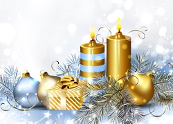 Graficzna świąteczna dekoracja z prezentem