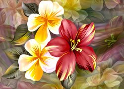 Kwiaty, Grafika 2D, Kolorowe tło