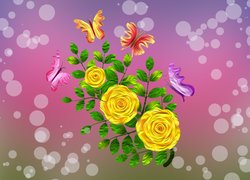 Graficzne kwiaty i motyle