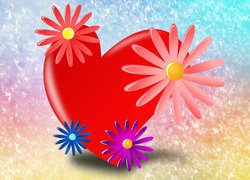 Graficzne serce z kwiatami