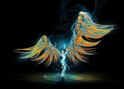 Graficzny anioł z kolorowymi skrzydłami