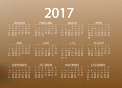 Graficzny kalendarz na 2017 rok