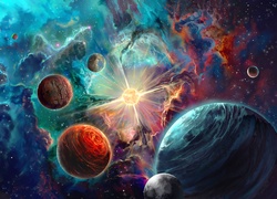 Kosmos, Planety, Gwiazdy, Grafika 2D
