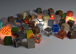 Grafika 3D z kolorowymi kostkami