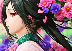 Dziewczyna, Kwiaty, Anime, Manga