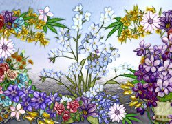 Kwiaty, Niezapominajki, Grafika, 2D