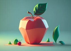 Owoc, Dojrzałe, Jabłko, Zbliżenie, Grafika