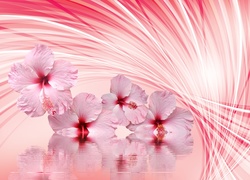 Grafika z kwiatami hibiskusa odbijającymi się w wodzie