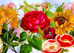 Kolorowe, Różne, Kwiaty, Grafika