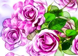 Grafika z różowymi różami