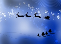 Boże Narodzenie, Mikołaj, Sanie, Grafika 2D