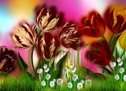 Grafika z tulipanami