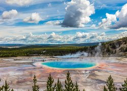 Gorące, Źródła, Grand Prismatic Spring, Jezioro, Park Narodowy Yellowstone, Stany Zjednoczone