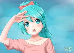 Hatsune Miku ze zdziwioną miną