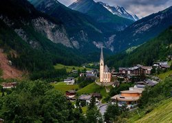 Góry, Dolina, Domy, Kościół św Wincentego z Saragossy, Heiligenblut, Austria