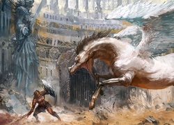 Fantasy, Pegaz, Wojownik, Heracles, Arena