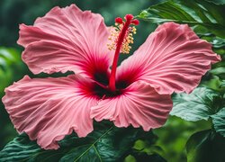 Hibiskus z pręcikiem w zbliżeniu