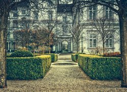 Hotel, Althoff Grandhotel Schloss Bensberg, Żywopłot, Drzewa, Nadrenia, Bergisch Gladbach, Niemcy