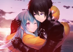 Gra, Tokyo Necro, Postacie, Hougyou Ilia, Nagaoka Souun, Manga Anime, Przytulenie