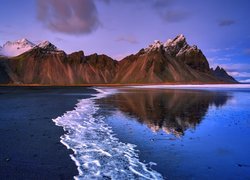 Islandia, Góra Vestrahorn, Plaża Stokksnes, Góry, Morze, Brzeg