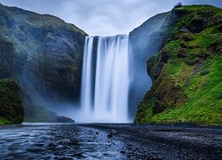 Wodospad, Skogafoss, Islandia, Góry, Skały