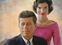 Jacqueline Kennedy Onassis i John F. Kennedy w grafice