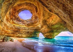 Portugalia, Algarve, Benagil, Plaża, Morze, Wybrzeże, Skała, Grota, Jaskinia