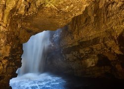 Jaskinia, Smoo Cave, Skały, Wodospad, Rzeka, Durness, Hrabstwo Sutherland, Szkocja