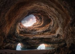 Jaskinia, Grota, Skała, Morze, Niebo, Benagil, Algarve, Portugalia
