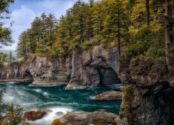 Jaskinie w skałach na przylądku Cape Flattery