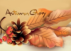 Jesienna grafika z liśćmi i jarzębiną w 2D
