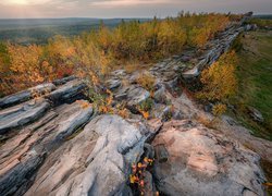 Jesień, Skały, Drzewa, Kraj Permski, Rosja