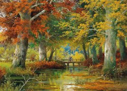 Jesienne drzewa nad rzeką na obrazie Aloisa Arneggera