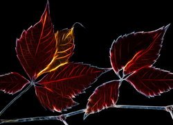 Jesienne liście na ciemnym tle w grafice fractalius