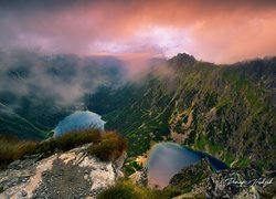 Góry, Tatry, Jeziora, Czarny Staw, Skały, Roślinność, Mgła, Polska