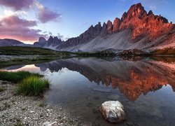 Włochy, Góry, Góra Paternkofel, Dolomity, Jezioro Laghi dei Piani, Roślinność, Chmury