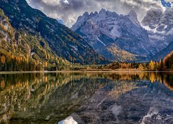 Góry, Dolomity, Jezioro, Lago di Landro, Park przyrody Tre Cime, Włochy