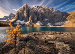 Jezioro Moraine i góry w kanadyjskim Parku Narodowym Banff