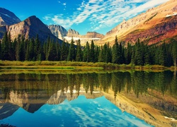 Stany Zjednoczone, Stan Wirginia, Góry, Jezioro Mountain Lake, Drzewa