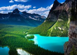 Góry Canadian Rockies, Lasy, Chmury, Jezioro O Hara, Park Narodowy Yoho, Prowincja Kolumbia Brytyjska, Kanada