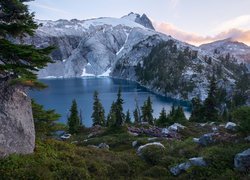 Jezioro Cyclone Lake, Stan Utah, Stany Zjednoczone, Góry, Kamienie, Roślinność