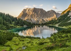 Jezioro Seebensee, Góry, Alpy, Austria