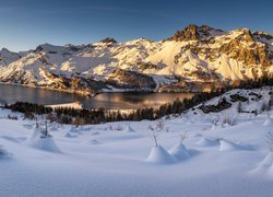 Dolina Engadyna, Góry, Zima, Jezioro, Silsersee, Gryzonia, Szwajcaria