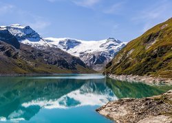 Jezioro, Stausee Mooserboden, Góry, Hohe Tauern, Wysokie Taury, Gmina Kaprun, Salzburg, Austria