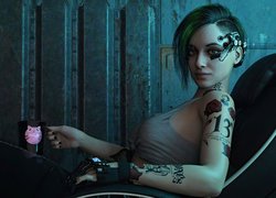 Gra, Cyberpunk 2077, Postać, Judy Alvarez, Tatuaż