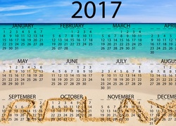Kalendarz na 2017 rok z letnią plażą w tle