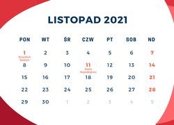 Kalendarz na miesiąc listopad 2021 roku