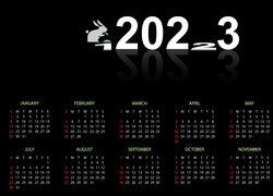 Kalendarz na rok 2023 na ciemnym tle